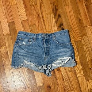 Levi's Blue Ripped Jean Shorts